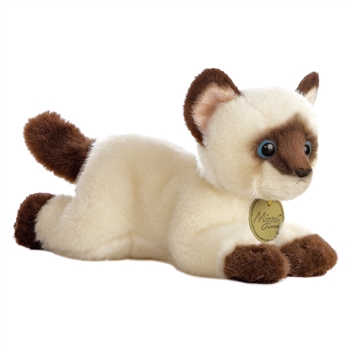 Realistic Stuffed Siamese Cat 8 Inch Plush Cat By Aurora