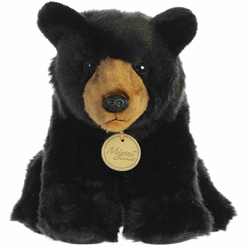 Realistic Stuffed Sitting Black Bear Plush Animal by Aurora