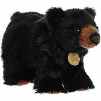 Realistic Stuffed Black Bear Cub 10 Inch Miyoni Plush by Aurora