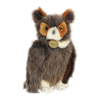 Realistic Stuffed Great Horned Owl 11 Inch Miyoni Plush by Aurora