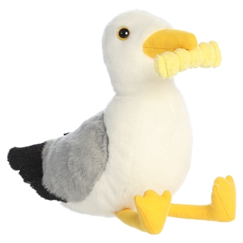 Little Squawks the Stuffed Seagull with Fry Mini Flopsie by Aurora