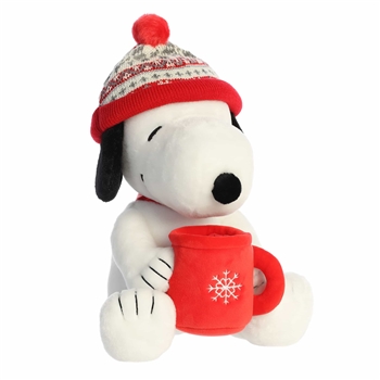 Peanuts Winter Hat Snoopy with Mug Stuffed Animal by Aurora