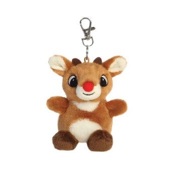Palm Pals Clip-On 4 Inch Plush Rudolph the Red-Nosed Reindeer Bag Charm by Aurora
