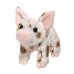 Yogi the Little Plush White Pig with Brown Spots by Douglas