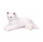 Handcrafted 12 Inch Lifelike Laying White Cat Stuffed Animal by Hansa