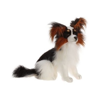 Handcrafted Lifelike Black Papillon Stuffed Animal Dog by Hansa