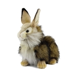 Handcrafted 10 Inch Lifelike Brown and White Rabbit Stuffed Animal by Hansa