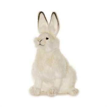 Handcrafted 11 Inch Lifelike White Hare Stuffed Animal by Hansa