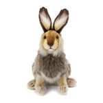 Handcrafted 11 Inch Lifelike Brown Hare Stuffed Animal by Hansa