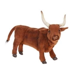 Handcrafted 15 Inch Lifelike Brown Bull Stuffed Animal by Hansa