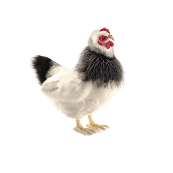 Lifelike Black and White French Hen Stuffed Animal by Hansa