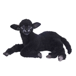 Handcrafted Lifelike Laying Black Lamb Stuffed Animal by Hansa