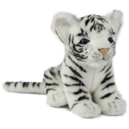 Handcrafted 6 Inch Sitting Lifelike White Tiger Cub Stuffed Animal by Hansa