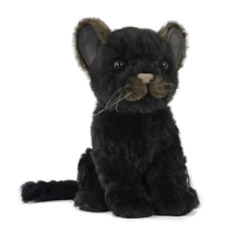 Handcrafted 6 Inch Sitting Lifelike Black Jaguar Stuffed Animal by Hansa