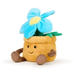 Microwavable Weighted and Scented Blue Flower Pot Stuffed Animal by Warmies