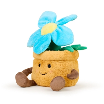Microwavable Weighted and Scented Blue Flower Pot Stuffed Animal by Warmies