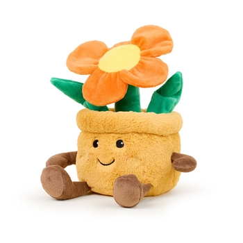 Microwavable Weighted and Scented Orange Flower Pot Stuffed Animal by Warmies